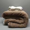 3D Jacquard Design Comforter Set, Ultra-Soft Warm Twin Size Sherpa Fur Plush 2-Pieces Sets Luxury Cozy Bedding with 1 Pillowcase (68"x90", Beige)