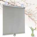 Blackout Roll Up Shades with Suction Cups, Sunscreen Window Curtains, Portable Sunshade Blind for Doors Home, 35 40 55 60cm, Temporary Roller Shutter with Heat Insulation,Grey-75x125cm/30x49in (30"W x 49"H, Gray)