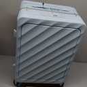 Somago Carry On Luggage Wide Handle 20 Inch Suitcase with Front Compartment Aluminum Framed PC Hardside 22x14x9 No Zipper Business Baggage with Spinner Wheels USB Charging Port TSA Lock (Light Blue)