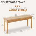 40" Wooden Dining Bench with Hand Woven Rattan Seat,Solid Wood Bench for Entryway,Living Room,Kitchen and BedroomNature Wood18" H