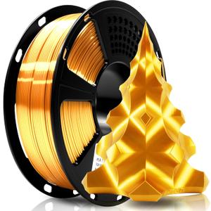 Geeetech Silk PLA Filament 1.75mm for 3D Printer, Metal-Like Shiny Consumables 1kg (2.2lbs) 1 Spool, Dimensional Accuracy +/- 0.02 mm, Metallic Gold Silk Filament