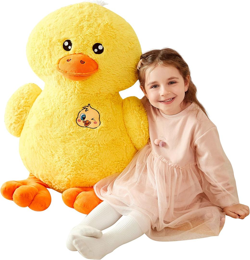 IKASA Large Duck Stuffed Animals Giant Soft Plush Toy,19" Cute Huge Jumbo Fluffy Plushy Big Size Fat Plushie,Gifts for Kids(Yellow, 19 inches)