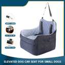 Dog Car Seat for Small Dogs, Elevated Pet Booster Seat with Safety Leash & Anti-Slip Base, Washable Dog Car Bed Travel Seat for Small Pets up to 30 lbs, Black & Gray