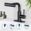 RF70 Bathroom Sink Faucet with Pull Down Sprayer, 4 Modes, Single Handle Tall Bathroom Faucet 1 or 3 Hole with & Deck Mount Plate360 Degree Rotation (Matt Black)