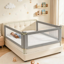 3-Piece Queen Size Bed Rail for Toddlers, Baby Bed Rail Guard with Height Adjustable, Headboard Rod, Bed Safety Rails for Queen Size Bed —(59" x 78.7" x 78.7")