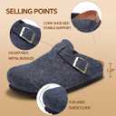 Unisex Wool Clogs with Arch Support Adjustable Buckle Wool Mules Comfortable Wood Sole Clogs(Brown 6.5