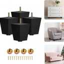 Yes4All 3 Inches Square Black Solid Wood Furniture Legs Set of 4, Heavy Duty 800 Lbs Capacity Furniture Legs with Leveler, Replacement Legs for Furniture, Couch, Sofa, Dresser, Ottoman