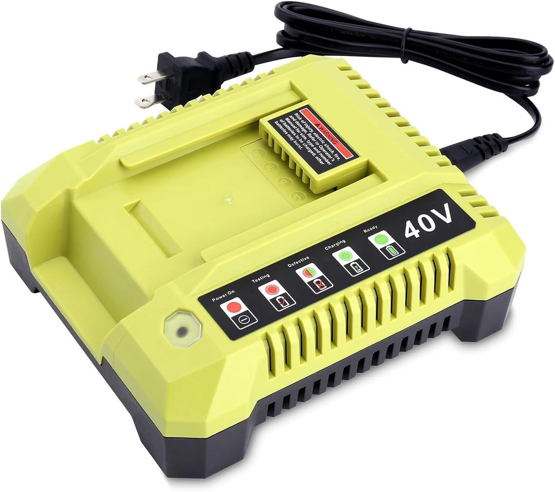 Compatible with Ryobi 40V Charger, OP401 Fast Charger Compatible with Ryobi 40-Volt Lithium Battery OP4040 OP4050A OP4060 OP40601 OP4075A OP40261 OP40602 OP40401 OP40301 OP40204 OP40201 OP4015