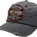 Harley-Davidson Men's Distressed Motor Oil Adjustable Baseball Cap, Washed Gray (Gray)