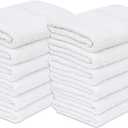 GOLD TEXTILES 12 White Economy Bath Towels Bulk (24x48 Inch) Cotton Blend for Softness-Commercial Grade Easy Care