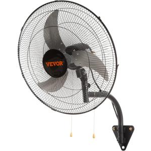 VEVOR 20 inch Wall Mount Fan Oscillating, 3-speed High Velocity Max. 4650 CFM Industrial Wall Fan for Indoor, Commercial, Residential, Warehouse, Greenhouse, Workshop, Basement, Black, ETL Listed