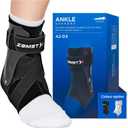 Zamst A2-DX Sports Ankle Brace with Protective Guards For High Ankle Sprains and Chronic Ankle Instability-for Basketball, Volleyball, Lacrosse, Football-Black, Size, Right and Left Specific, Medium