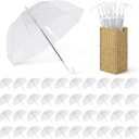 Aodaer 30 Pcs Clear Wedding Umbrellas Bulk, 36 Inch Transparent Bubble Umbrella with Storage Box Large Dome Windproof Stick Umbrellas for Rain Wedding Bridal Party Supplies Photography Props