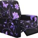 NETILGEN Stretchy Recliner Chair Cover Purple Floral Butterfly Lazyboy Recliner Cover Soft Comfortbale Reclining Chair Slipcover Furniture Protector for Living Room