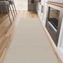 Color&Geometry Anti Fatigue Cushion Kitchen Mat for Floor - 17"x59",Easy Clean, Water & Oil Proof, Anti Slip, Foam Rubber Runner Rug for Front Sink Comfort Standing,Dark Beige