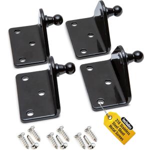 10MM Ball Stud Mounting Black Bracket for Gas Struts - Heavy Duty Lift Support Shock Brackets with Stainless Steel Screws - Ideal for Spring Hood Struts & Closer Piston Prop Mounts  x4 Angled