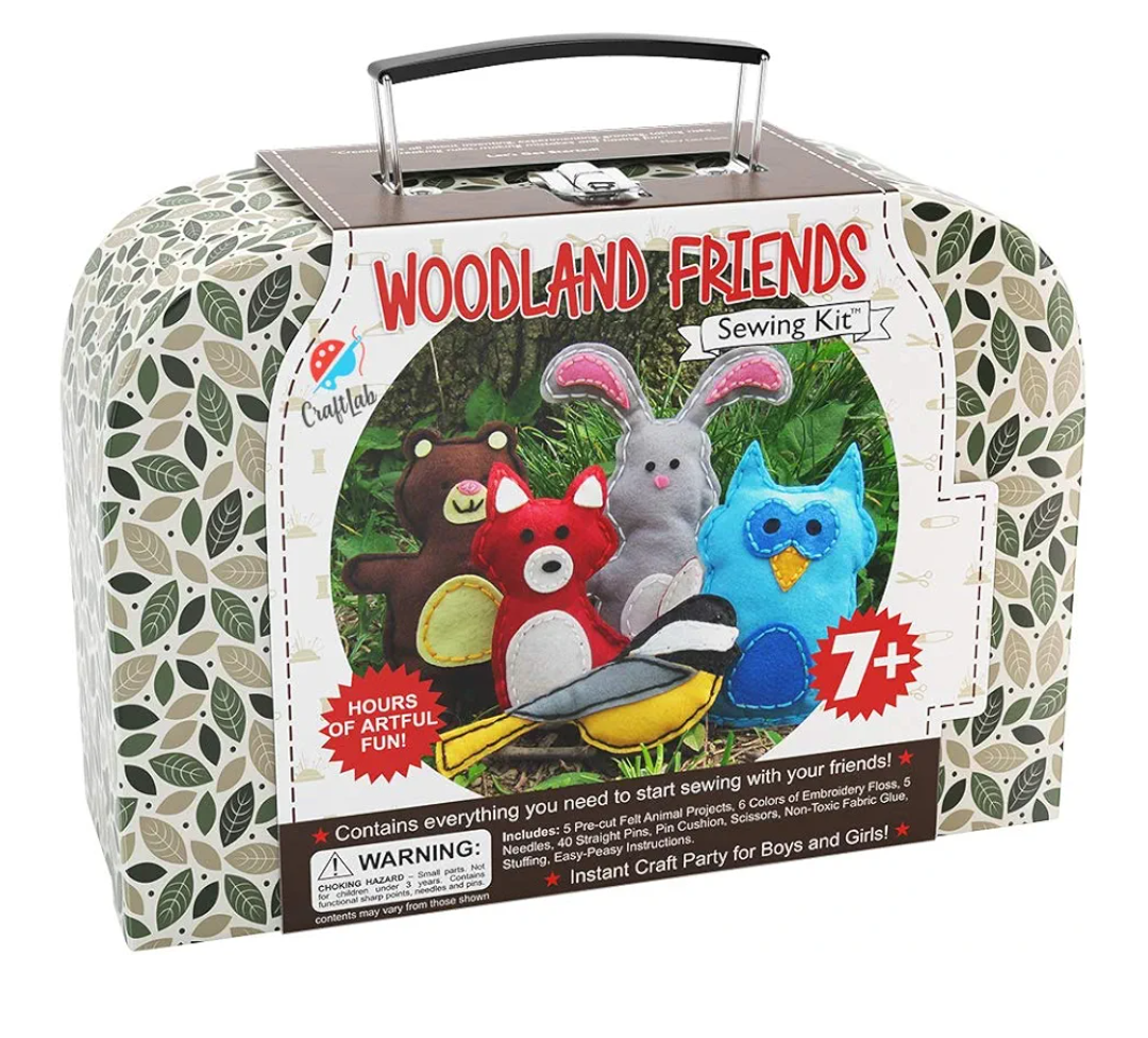 Woodland Animals Kids Sewing Kit, Educational Beginner Arts & Crafts Gift for Boys and Girls Ages 7 to 13 DIY Learn to Sew Embroidery