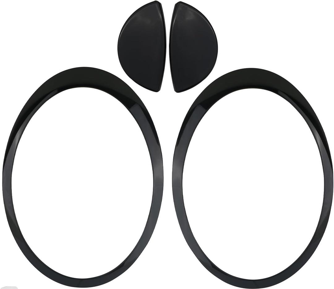 Osompar Headlight Trim Ring with Headlight Washer Cover Compatible with 2007-2015 MINI Cooper Gen2 R55 R56 R57 R58 R59 Black Pair Replaces 51137149905 61672752559 Driver Passenger Side