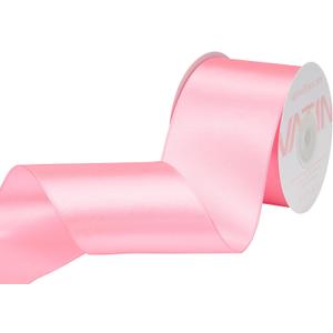 VATIN Pink Satin Wired Ribbon 2-1/2" Pink Satin Wired Ribbon for Gift Wrapping Decoration Crafts Home Decor -Continuous 10 Yards