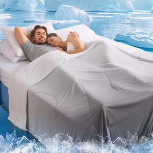 Bearhug Cooling Blanket - Cooling Comforter King Size 108x90 Inches Soft Breathable Dual-Toned Gradient Yellow & Gray, The Cold Blanket and Cooling Comforter for Hot Sleepers Q-Max>0.45