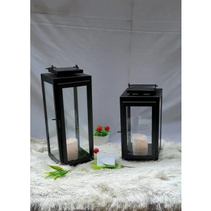 Black Lanterns Decorative Indoor, Tempered Glasses 13 inch