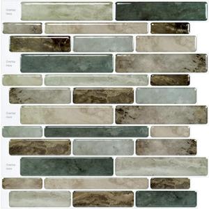 LONGKING Marble Peel and Stick Backsplash for Kitchen, 3D Adhesive Tile Backsplash for Kitchen, Bathroom, Wall Tile, 10 Sheets, 12" x 12" (Dark Brown)