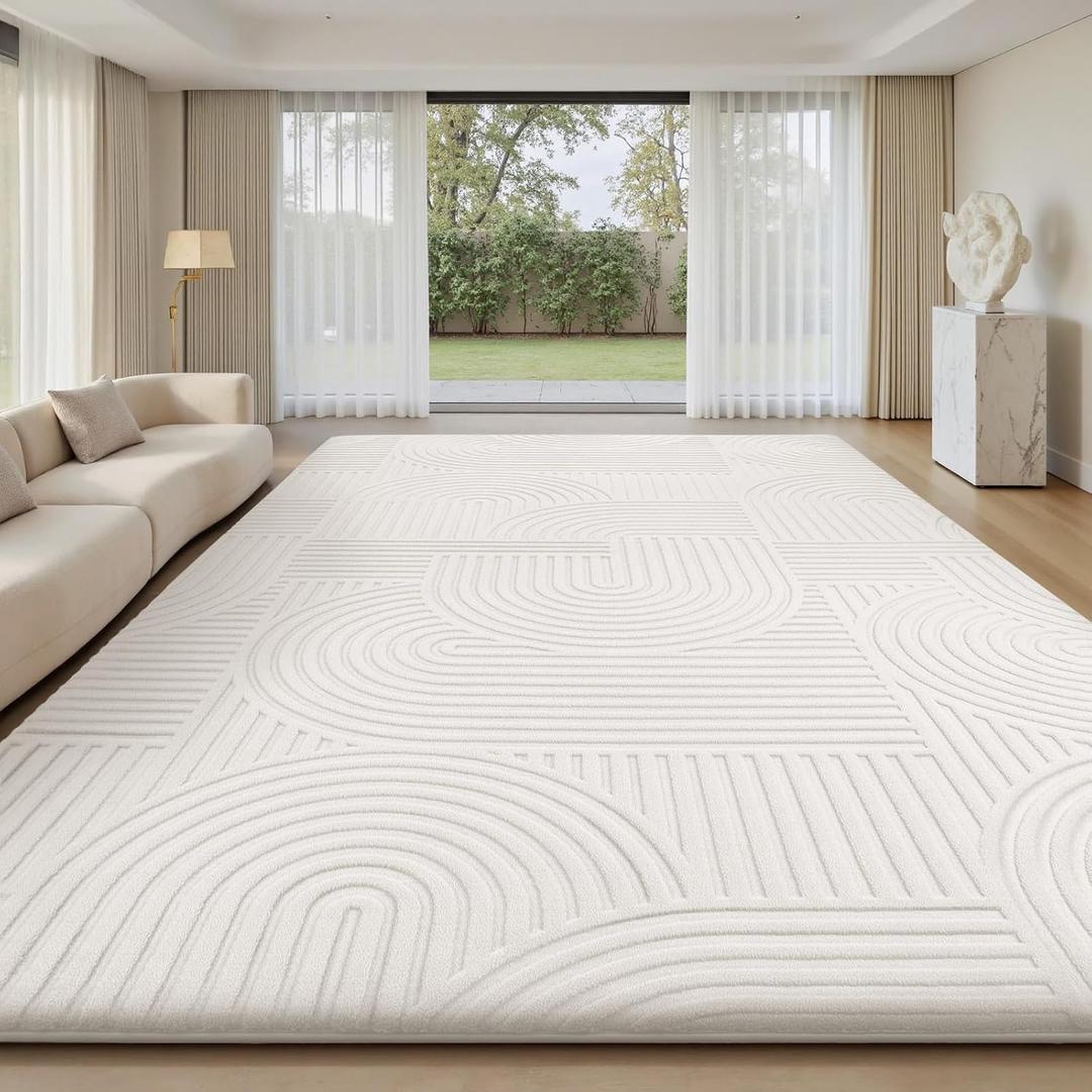 Sour Lemon Area Rugs 9x12 Living Room Bedroom, Cream Rug Large Carpet