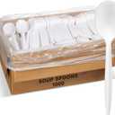 1,000 Plastic Disposable Soup Spoons Bulk White Medium Weight Disposable Silverware Plastic Cutlery Spoons