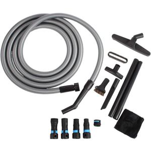 Cen-Tec Systems 95270 16 Ft. Home and Shop Vacuum Hose with Expanded Multi-Brand Power Tool Dust Collection Adapter Set and Full Attachment Kit, Black