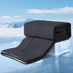 Elegear Cooling Comforter Queen Absorbs Body Heat to Keep Cool, Cooling Blanket for Hot Sleepers Japanese Arc-Chill 3.0 Cool Tech Fabric Summer Comforter Hypo-Allergenic Cooling Quilt - Black/Gray (Queen 79'' x 86'')