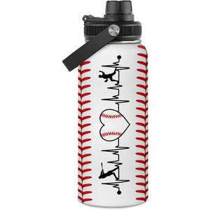 Baseball Water Bottle 32oz Stainless Steel Insulated Bottle for Men, Women, Sports Lovers - Baseball Gifts for Birthday, Christmas