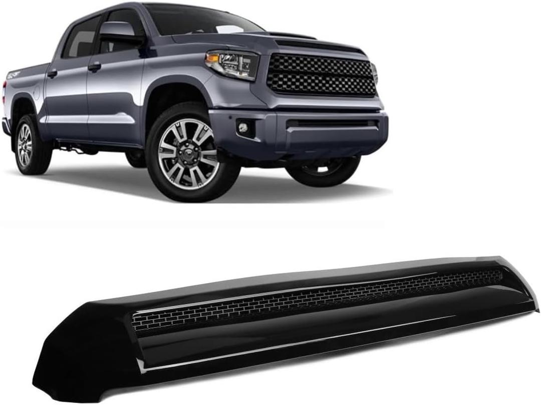 Hood Scoop Molding Compatible With Toyota Tundra 2014-2021 Grill Upper Molding Hood Molding Front Upper Hood Bulge Molding (Black)