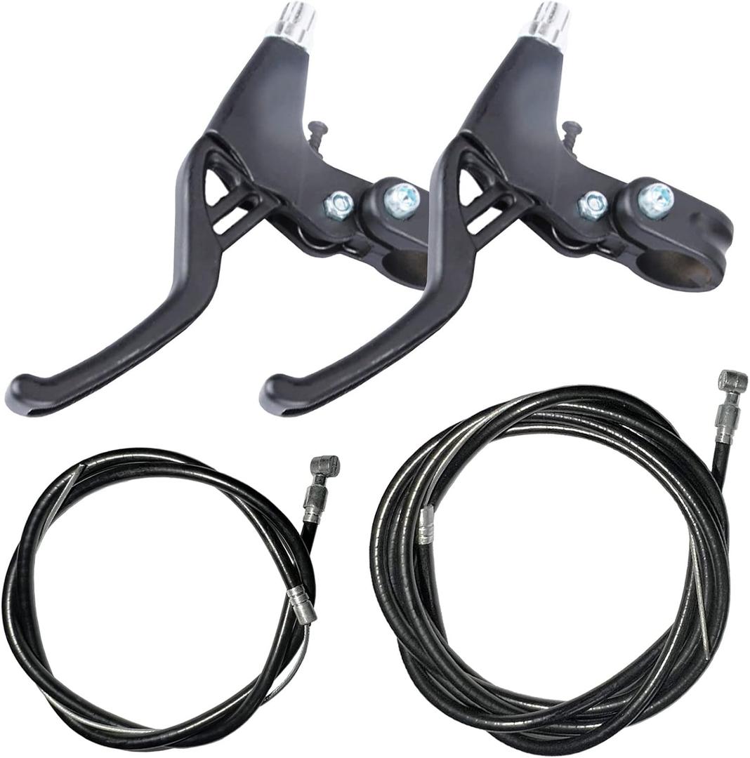 Lomodo 4 Pieces Bicycle Brake Accessories Including 2 Pack V-Brake Handlebar Aluminium Alloy Brake Levers (2.2 cm in Diameter) and 2 Pack Brake Wire for Mountain/Road/MTB Bike (Black)