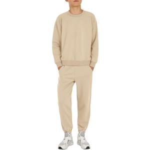 Haloumoning Boys 2 Piece Outfits Sweatsuit Kids Crewneck Sweatshirt and Elastic Waist Sweatpants Set 5-14 Years (Apricot), 11-12Y