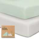 2-Pack Crib Sheets for Boys, Girls - Viscose Derived from Bamboo Fitted Crib Sheet, Baby Crib Sheets Neutral, Crib Mattress Sheet, Toddler Bed Sheets, Baby Sheets for Crib Fitted Sheets (Sage)