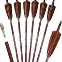 Archery 31-Inch Carbon Hunting Arrows, 4-Inch Turkey Feather Fletching with Replaceable Points, Targeting Practice Arrows Spine 500 for Recurve & Traditional Bows