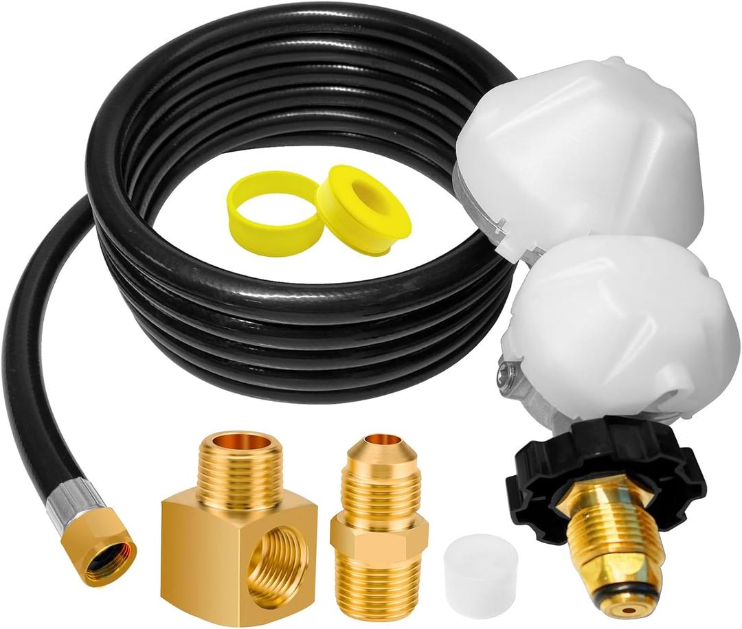 12FT F273684 Propane Hose with 2-Stage Regulator, POL Fitting & 3/8" Propane Adapter, F273684 Propane Hose Compatible with Vent-Free Heater, RV, Gill, Gas Stove, Generators, and More.