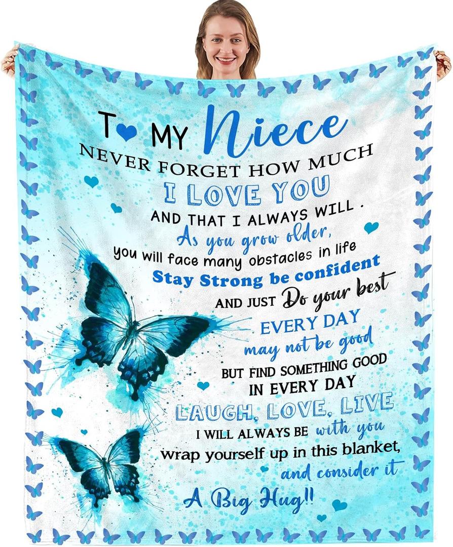Niece Gifts from Auntie/Uncle, Gift for Niece from Aunt/Uncle, Birthday Graduation Gifts Ideas for Nieces Soft Throw Blanket 50"x 60"