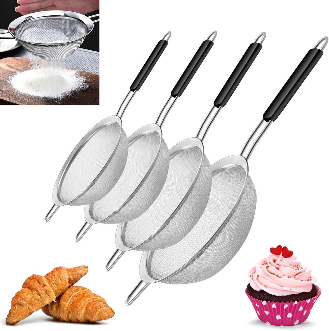 Yimi Fine Mesh Strainers Skimmers Set of 4, Stainless Steel Sieve Strainer Wire Sifter Colanders with Anti-Scald Handle,Kitchen Utensil Ideal for Strain Pasta Quinoa Rice, Ideal for Gift Yimi Fine Mesh Strainers Skimmers Set of 4, Stainless Steel Sieve Strainer Wire Sifter Colanders with Anti-Scald Handle,Kitchen Utensil Ideal for Strain Pasta Quinoa Rice, Ideal for Gift