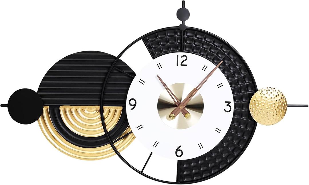 Large Modern Wall Clocks Big Wall Clock Nordic Style Metal Dial Battery Operated Clocks for Living Room Kitchen Bedroom 20.8X34.2inch