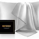 INFIIXSO Silk Pillow Cases 2 Pack Standard Size, Ultra Smooth & Soft Mulberry Silk Pillow Case for Hair and Skin, Breathable Cooling Silk Pillowcase with Hidden Zipper (Light Grey, 20x26 Inches)