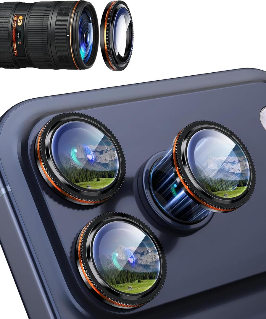 2 x for iPhone 17 Pro/17 Pro Max Camera Lens Protector Aperture, Orange | Individual Metal, 9H Hardness, Scratch Resistant, Shockproof, Drop Protection, Case Friendly, Stylish Accessories