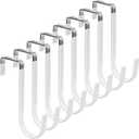 FYY Over the Door Hooks, 8 Pack Door Hangers Hooks with Rubber Prevent Scratches Heavy Duty Organizer Hooks for Living Room, Bathroom, Bedroom, Kitchen Hanging Clothes, Towels, Hats, Coats, Bags White