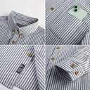 PJ PAUL JONES Mens Classic Fit Linen-Cotton Shirt Button Down Long Sleeve Casual Business Shirts (Blue, S)