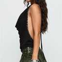 .Women Studded Halter Cowl Neck Sleeveless Y2k Punk Shirt Backless Drape Top Rave Cami Tank Going Out Club Vest (Black, S)
