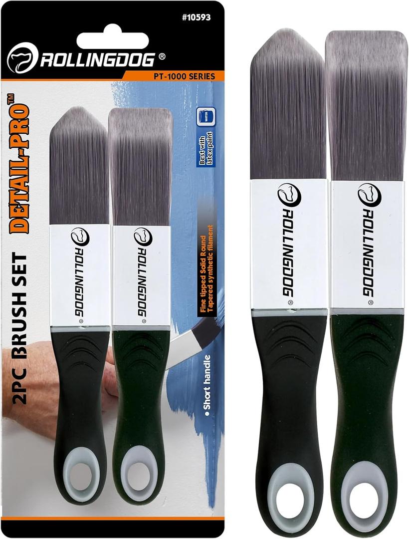 ROLLINGDOG Paint Brush for Trim - Edging Paint Brush 2PC,Triangular Brush and Square Trim Brush,Cut in,Edger,Corner,Sash Painting