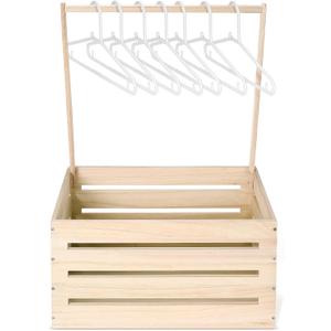 Suzile Wooden Baby Shower Crate Closet, Wood Hamper New Baby Gift Basket with Handle Gender Reveal Storage Box for Pregnancy New Parent(Wood Color,Classic)