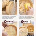Prime Home Direct Bamboo Steamer Basket 8-Inch | 2-Tier Steamer for Cooking | 50 Liners | Small Instant Steaming Cookware Asian Food, Bao Buns, Chinese, Dim Sum, Dumpling, Rice, Vegetable Steam Pot
