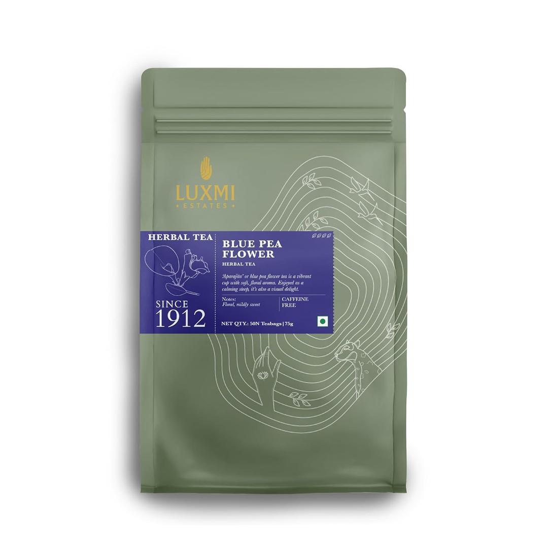 Luxmi Estates Butterfly Pea Flower Organic Blue Pea Flower Tea (50 Tea Bags) Caffeine Free Tea Bags (EXP 02/04/27)
