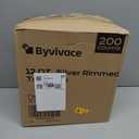 200 Pack 12oz Silver Plastic Cups with Rimmed Edges - Disposable, Recyclable, BPA Free, Food Safe, Modern Style, Perfect for Parties, Weddings, Birthdays, Festivals, 12oz Capacity Each